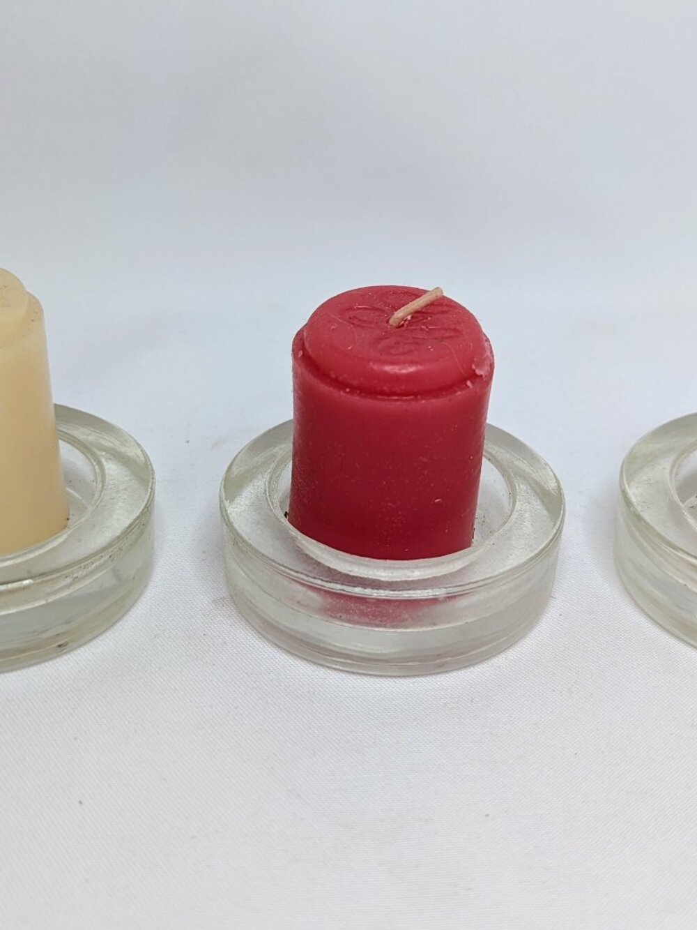 Round Clear Glass Tealight Holders Set of 3, 2.5" x 3.75" (New)